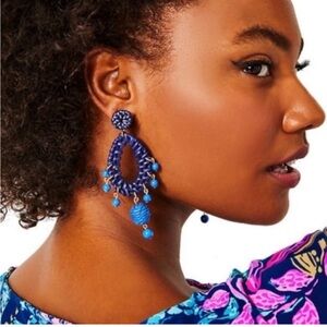 Lilly Pulitzer NWT Rafia blue earring for pierced ears